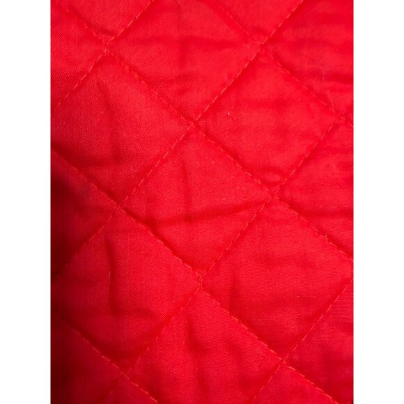 4 Vtg 70s Quilted Red Oval Placemat Ruffled Edges Holiday Table Top decor read - Picture 5 of 15